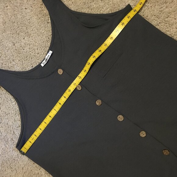 Diosun Dusky Grey Wooden Button Down Tank Top - Picture 9 of 11